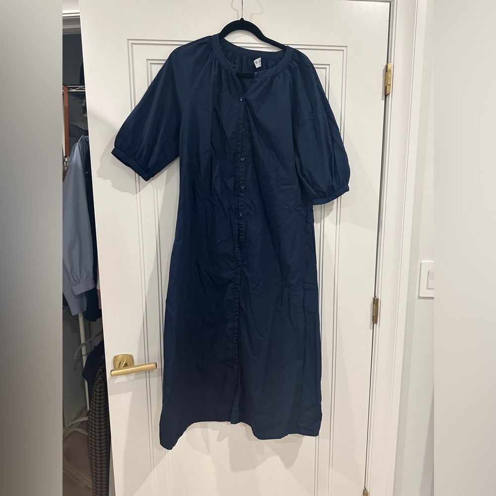 Dress Blank Navy Cotton Shirt Dress